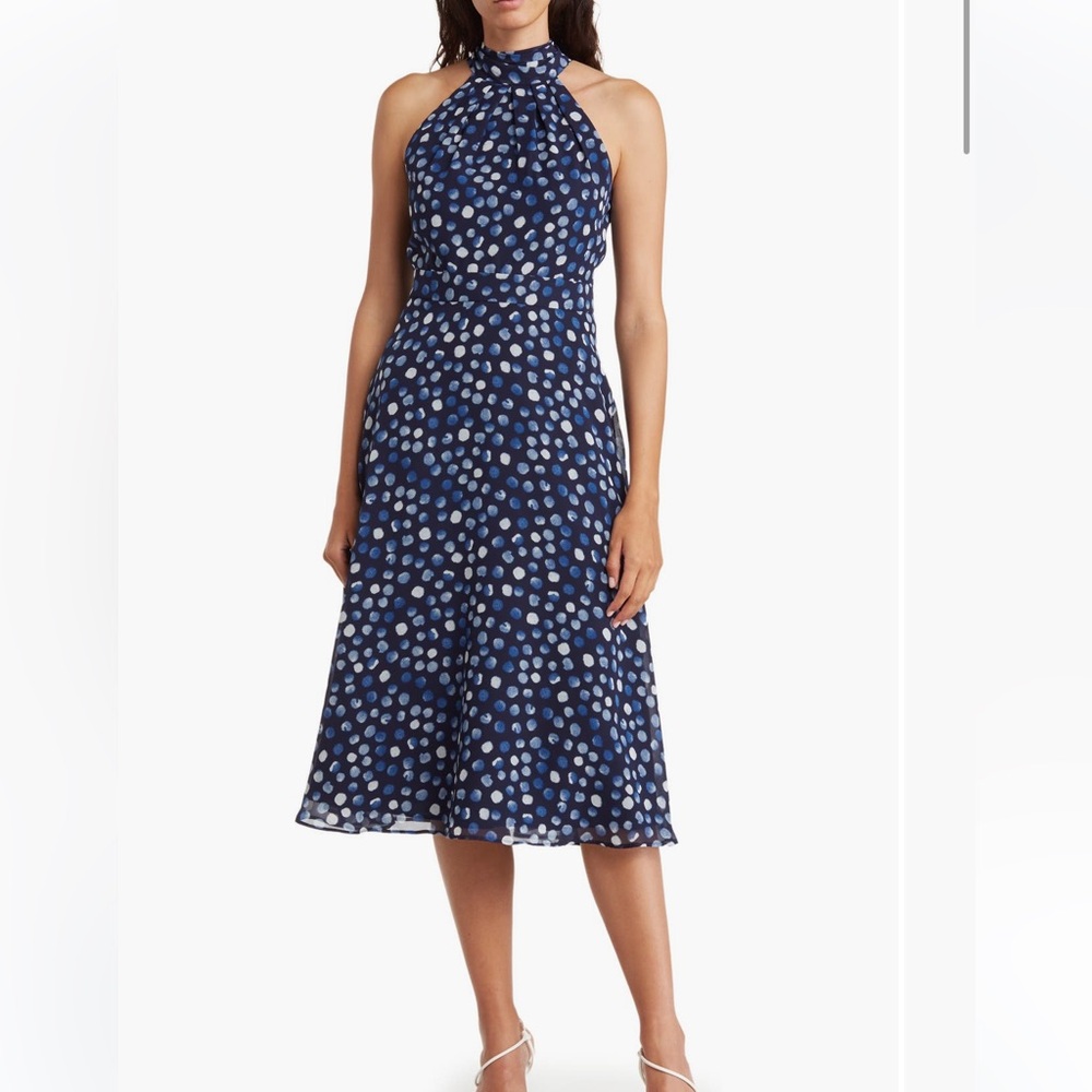 Eliza J
Polka Dot Halter Pleated
Midi Dress